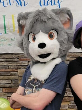 Chuck the Cat gray and white cat fursuit head
